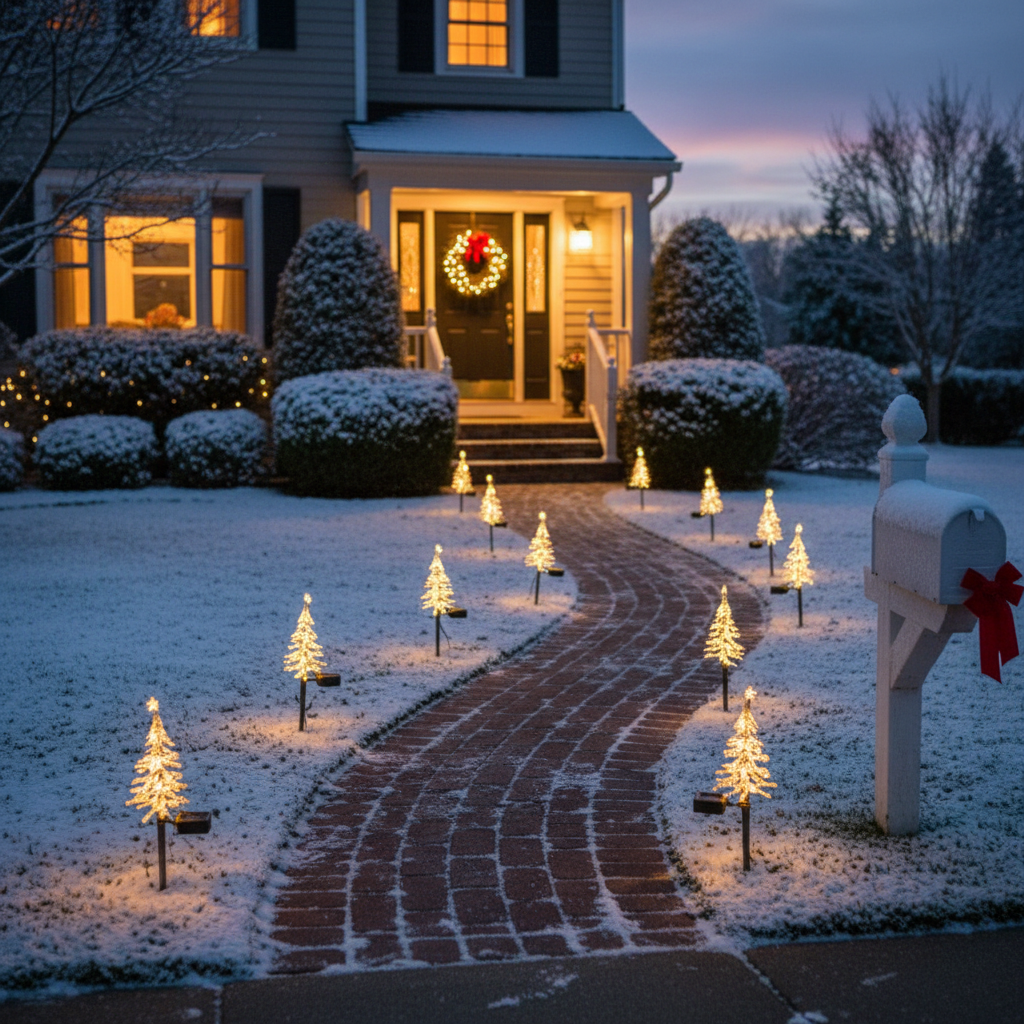 Solar Christmas Tree Pathway Stake Lights on a Budget: How to Get a Magical Holiday Yard Display Without Spending Over $50