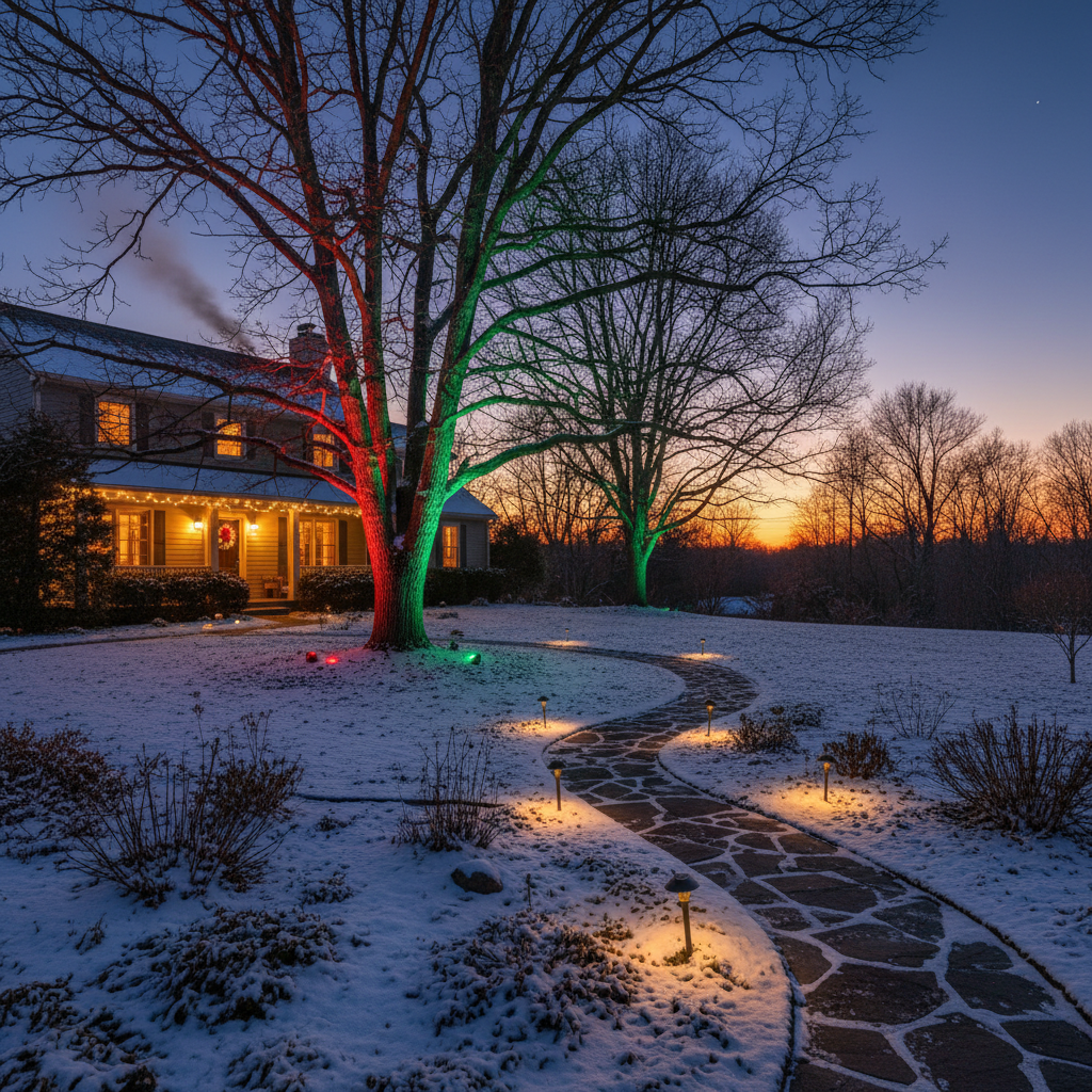 Solar Color Changing Spotlights Bought in Fall, Tested in Winter: The Holiday Yard Decor Letdown Nobody Plans For