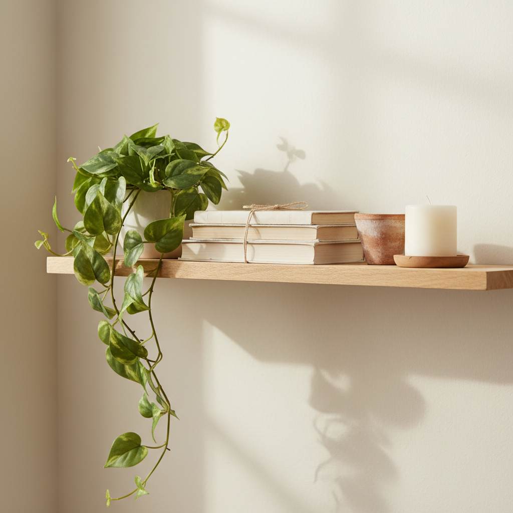 Faux Indoor Trailing Plant Shelf Decor on a Budget: How to Get a Lush, Styled Look Without Spending $100