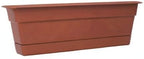 Bloem Dura Cotta 18" Terra Cotta Resin Rectangle Window Box Planter with Saucer Tray for Indoor and Outdoor Gardening