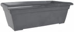 The HC Companies 28 Inch Romana Planter Box with Drainage Plug, Lightweight UV-Resistant Plastic Outdoor Planters, 1-Pack Flower Box for Garden, Patio, Balcony, and Fence, Warm Gray