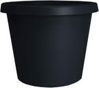 The HC Companies 16 Inch Round Prima Planter - Plastic Plant Pot with Rolled Rim for Indoor Outdoor Plants Flowers Herbs, Black