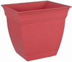 The HC Companies Eclipse Square Plastic Planter w/Attached Saucer - Outdoor & Indoor Plant Pot with Drainage Holes - Lightweight, UV-Resistant Plastic Pots for Plants (6" Rose, Pack of 1)
