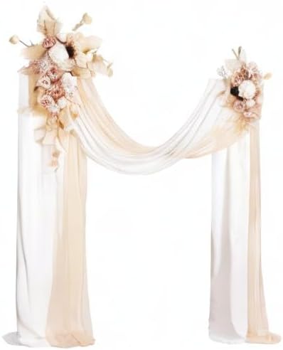 Artificial Flower Wedding Arch Kit, 4-Piece Set in White, Beige and Gold