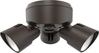 Lithonia Lighting HomeGuard 3-Light LED Outdoor Flood Lights, Outdoor LED Lights, Dusk to Dawn Sensor, Adjustable Lumens, Selectable Color, Round Heads, Dark Bronze (HGX LED 3RH ALO SWW2 120 PE DDB)