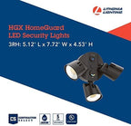 Lithonia Lighting HomeGuard 3-Light LED Outdoor Flood Lights, Outdoor LED Lights, Dusk to Dawn Sensor, Adjustable Lumens, Selectable Color, Round Heads, Dark Bronze (HGX LED 3RH ALO SWW2 120 PE DDB)
