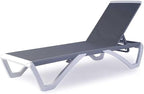Kozyard Outdoor Chaise Lounge Chair, Full Flat Adjustable Patio Lounger with Aluminum Frame & Resin Legs, Textilene Fabric for Poolside, Backyard & Beach (Gray Without Table)