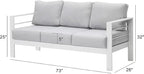 Kiss the Water Outdoor Couch Aluminum Patio Furniture Sofa, 3 Seat All-Weather Metal Patio Couch with 5" Thick and Soft Cushion and Wide Arm, Outdoor Sofa for Balcony, Porch