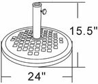 UBP24241-BR 24-Inch Cast Stone Umbrella Base, Made from Rust Free Composite Materials, Bronze Powder Coated Finish