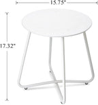 danpinera Outdoor Side Tables with Flower Cut Outs, Weather Resistant Steel Patio Side Table, Small Round Outdoor End Table Metal Side Table for Patio Yard Balcony Garden White