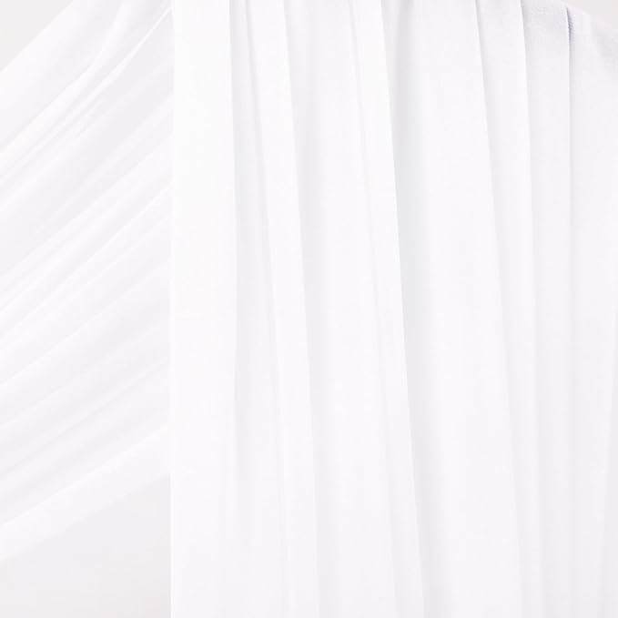 Outdoor Curtains: White Sheer Chiffon Arch Drapes, 4 Panels at 29 x 20 Ft