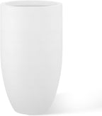 Kante 24 Inch Tall Round Concrete Planter, Large Indoor Outdoor Plant Pots with Drainage Hole and Rubber Plug, Modern Decorative Garden Pots for Home Patio Porch, White