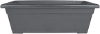 The HC Companies 28 Inch Romana Planter Box with Drainage Plug, Lightweight UV-Resistant Plastic Outdoor Planters, 1-Pack Flower Box for Garden, Patio, Balcony, and Fence, Warm Gray