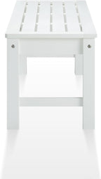 Psilvam Outdoor Bench, Two Person Poly Lumber Porch Bench, Weatherproof Garden Bench That Never Rot and Fade, All-Weather Patio Bench Suit for Garden, Porch, and Park (White)
