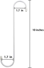 6 Pack 10 inch White Steel Heavy-Duty S Hooks for Kitchen, Bathroom, Garage, Outdoor, Hangers, Towel, Utility, Food, Wall Mount, Decoration, Key Holder, Hat, Plant