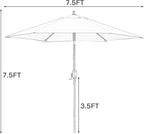 Sunnyglade 7.5' Patio Umbrella Outdoor Table Market Umbrella with Push Button Tilt/Crank, 6 Ribs (Blue)
