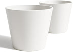 Wide Planters for Outdoor Plants, Extra Large Indoor Flower Pots for Garden, Front Porch, Patio - Round Resin Planter Set of 2 (White, 16 inch - 2 Pack)