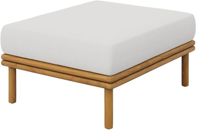 Modway Wren Teak Wood Outdoor Ottoman in Natural Sail