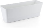 Skelang 3 Pcs Rectangular Plant Pot, 12" Flower Planter Box, Windowsill Container for Succulent, Herb, Vegetable (White)
