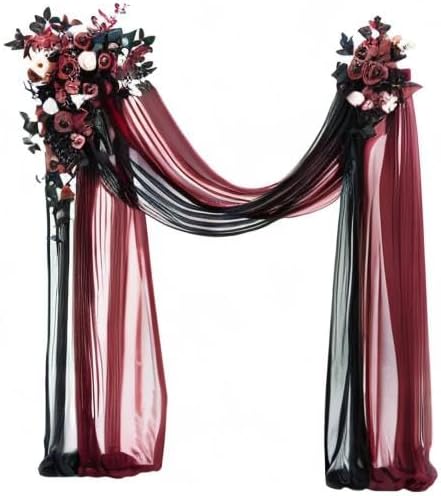 Artificial Flower Wedding Arch Decor Kit, Black and Burgundy, 4 Pieces
