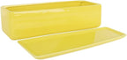 Vencer 14 Inch Rectangular Modern Minimalist Ceramic Succulent Planter Pot - Window Box with Saucer,Office Desktop Potted Stand,Yellow,VF-0173Y