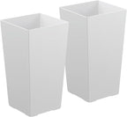 VEVOR Set of 2 Tall Planters for Outdoor Plants 22 inch, White Tall Planter for Indoor Plants, Modern Planters for Front Porch Patio Balcony, Plant Container Flower Pots with Built-in Drainage