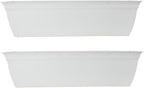 The HC Companies 24 Inch Eclipse Window Planter Box with Drainage Holes & Attached Saucer, Lightweight UV-Resistant Plastic Indoor & Outdoor Planters, 2-Pack Flower Box for Garden & Home Decor, White