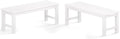 Outdoor Bench Set of 2, 2-Person Patio Backless Benches, HIPS Weatherproof Garden Bench That Never Rot and Fade, Suit for Backyard, Church, Patio, Deck and Entryway (White)
