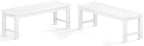 Outdoor Bench Set of 2, 2-Person Patio Backless Benches, HIPS Weatherproof Garden Bench That Never Rot and Fade, Suit for Backyard, Church, Patio, Deck and Entryway (White)