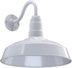 Wall Light, 16-Inch Dome Outdoor Barn Sconce in White Steel