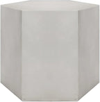 COSIEST Concrete Accent Table, Hexagon Patio Side Table 14.5''Wx12''H, Modular Design Indoor Outdoor End Table, Light Grey