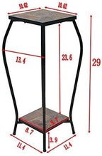 Zhongma 2 Tier 30" Tall Plant Stand with Colorful Slate Top for Balcony, Home, Garden, Backyard Patio with Adjustable Leveling Feet