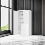 Yizosh Metal Storage Cabinet with Locking Doors and 5 Adjustable Shelves,- 72" Garage Storage White Steel Lockable File Cabinet for Office,Home,Garage