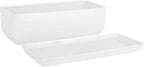 Vencer 14 Inch Rectangular Modern Minimalist Ceramic Succulent Planter Pot - Window Box with Saucer,Office Desktop Potted Stand,White,VF-0173W