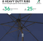 JEAREY 9FT Outdoor Patio Umbrella Outdoor Table Umbrella with Push Button Tilt and Crank, Market Umbrella 8 Sturdy Ribs UV Protection Waterproof for Garden, Deck, Backyard, Pool (Purplish Blue)