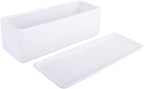 Vencer 12 Inch Rectangular Modern Minimalist Ceramic Succulent Planter Pot - Window Box with Saucer,Office Desktop Potted Stand,White,VF-0135