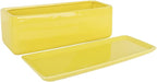 Vencer 12 Inch Rectangular Modern Minimalist Ceramic Succulent Planter Pot - Window Box with Saucer,Office Desktop Potted Stand,Yellow,VF-0135Y