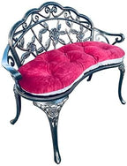 Mandolin Outdoor Park Garden Chair,All Chair Anti Rust Cast Aluminum Patio Yard Bench,Carved Rose Loveseat Bench for Backyard .Porch.Balcony.Lawn (Copper with Cushion)