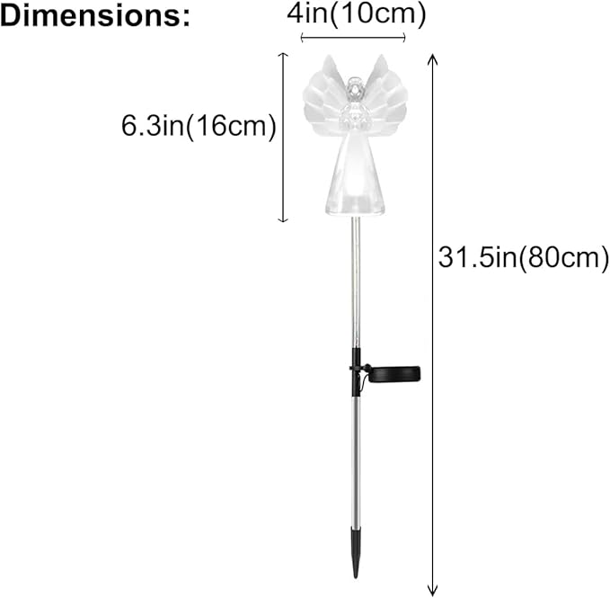Solar Angel Lights Outdoor Decor - 4 Pack Decorative Color Changing Waterproof LED Angel Stake Lights for Cemetery Grave Garden Patio Yard Art Lawn Decoration, Grave Markers, Memorial Gifts