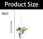Macrame Plant Hangers 3 Pack, Hanging Plant Holders for Indoor Plants, Handmade Woven Cotton Rope Hanger Kits, Decorative Flower Pot Holders for Home & Garden Decor（Plants Not Included）