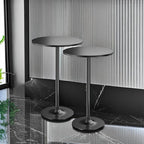 Furmax Bistro Pub Table 2 Pack Round Bar Height Cocktail Table Metal Base MDF Top Obsidian with Black Leg 23.8-Inch Top, 39.5-Inch Height (Black)