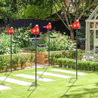 Bshine Solar Garden Decoration Outdoor Cardinal Lights, Hand Blown Glass Waterproof Solar Light Stake Red Cardinal Decorate Paths, Pathways, Lawns and Yards Art for Mom Gift, 2 Pack