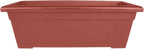 The HC Companies 28 Inch Romana Planter Box with Drainage Plug, Lightweight UV-Resistant Plastic Outdoor Planters, 1-Pack Flower Box for Garden, Patio, Balcony, and Fence, Clay