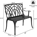 Outdoor Bench, 38" Black Aluminum with Orchid Backrest