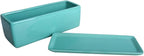 Vencer 14 Inch Rectangular Modern Minimalist Ceramic Succulent Planter Pot - Window Box with Saucer,Office Desktop Potted Stand,Turquoise,VF-0173T