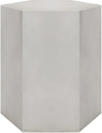 COSIEST Concrete Accent Table, Hexagon Patio Side Table 14.5''Wx16''H, Modular Design Indoor Outdoor End Table, Light Grey