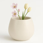 Kate Sleek Matte White Plant Pot Indoor, 5 Inch Pot for Plants, Lightweight, Minimal Style, Tabletop Decorative Garden Pot at Living Room, Work Desk, Ceramic Planter for Indoor Plants, Faux Flower