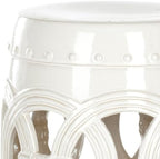 SAFAVIEH Home Collection Double Coin Antique White Ceramic Indoor/ Outdoor Decorative Garden Stool (Fully Assembled)
