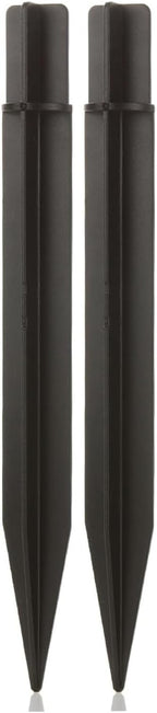 8.25" Reinforced ABS Plastic Solar Ground Spikes - Durable Solar Light Replacement Stakes for Garden, Pathway, Deck, Camping, Christmas Lights (Fits 0.83" Inside Diameter) (Black-2 Pack)