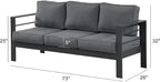 Kiss the Water Outdoor Couch Aluminum Patio Furniture Sofa, 3 Seat All-Weather Metal Patio Couch with 5" Thick and Soft Cushion and Wide Arm, Outdoor Sofa for Balcony, Porch